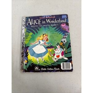 Walt Disney Alice in Wonderland Meets the White Rabbit Little Golden Book 105-50